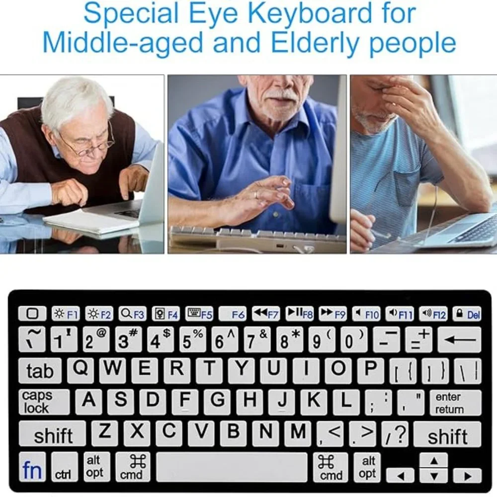 HXMJ-Large Print Bluetooth Mini Keyboard Compatible with Apple Products